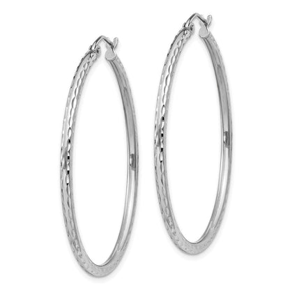 Sterlingsilber Rhodiniert 2mm Diamantiert Creolen
