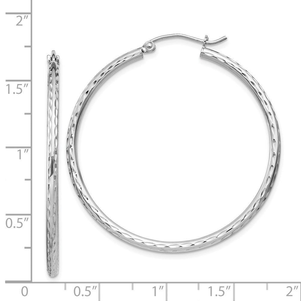 Sterlingsilber Rhodiniert 2mm Diamantiert Creolen