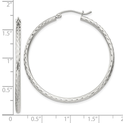 Sterlingsilber 2mm Diamantiert Creolen