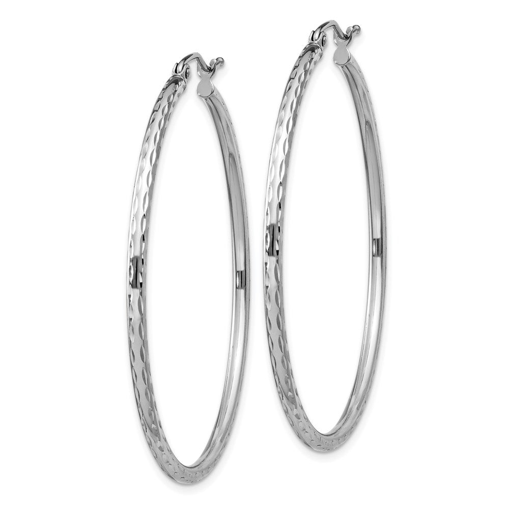 Sterlingsilber Rhodiniert 2mm Diamantiert Creolen