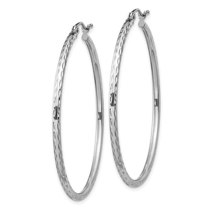 Sterlingsilber Rhodiniert 2mm Diamantiert Creolen