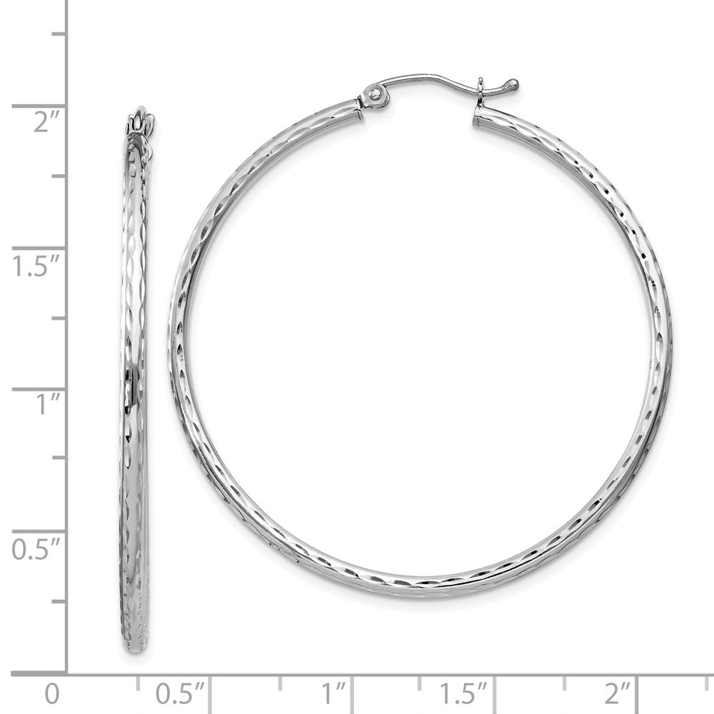 Sterlingsilber Rhodiniert 2mm Diamantiert Creolen