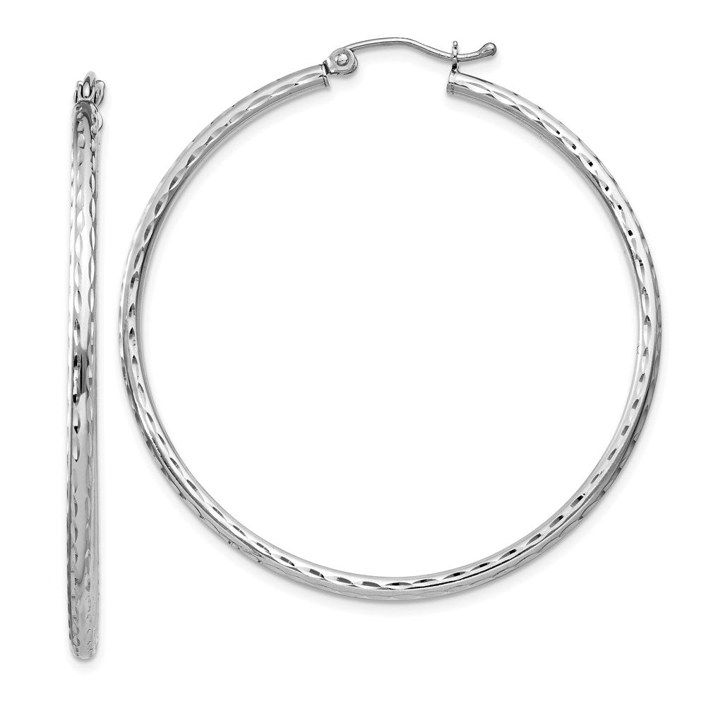 Sterlingsilber Rhodiniert 2mm Diamantiert Creolen