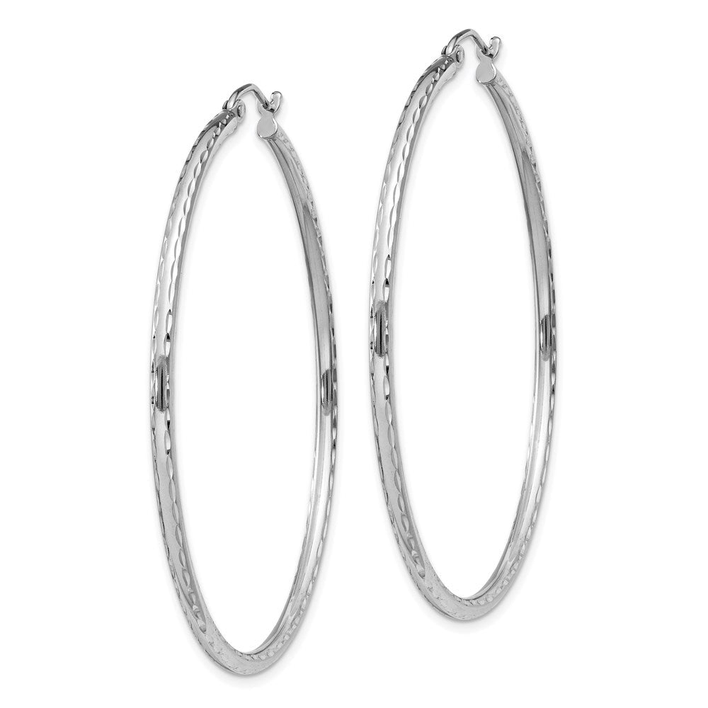 Sterlingsilber Rhodiniert 2mm Diamantiert Creolen