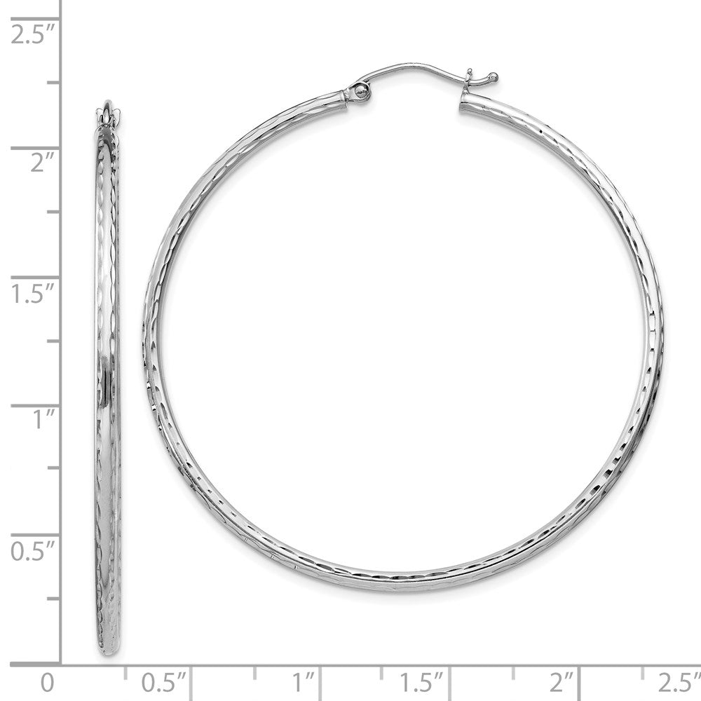 Sterlingsilber Rhodiniert 2mm Diamantiert Creolen