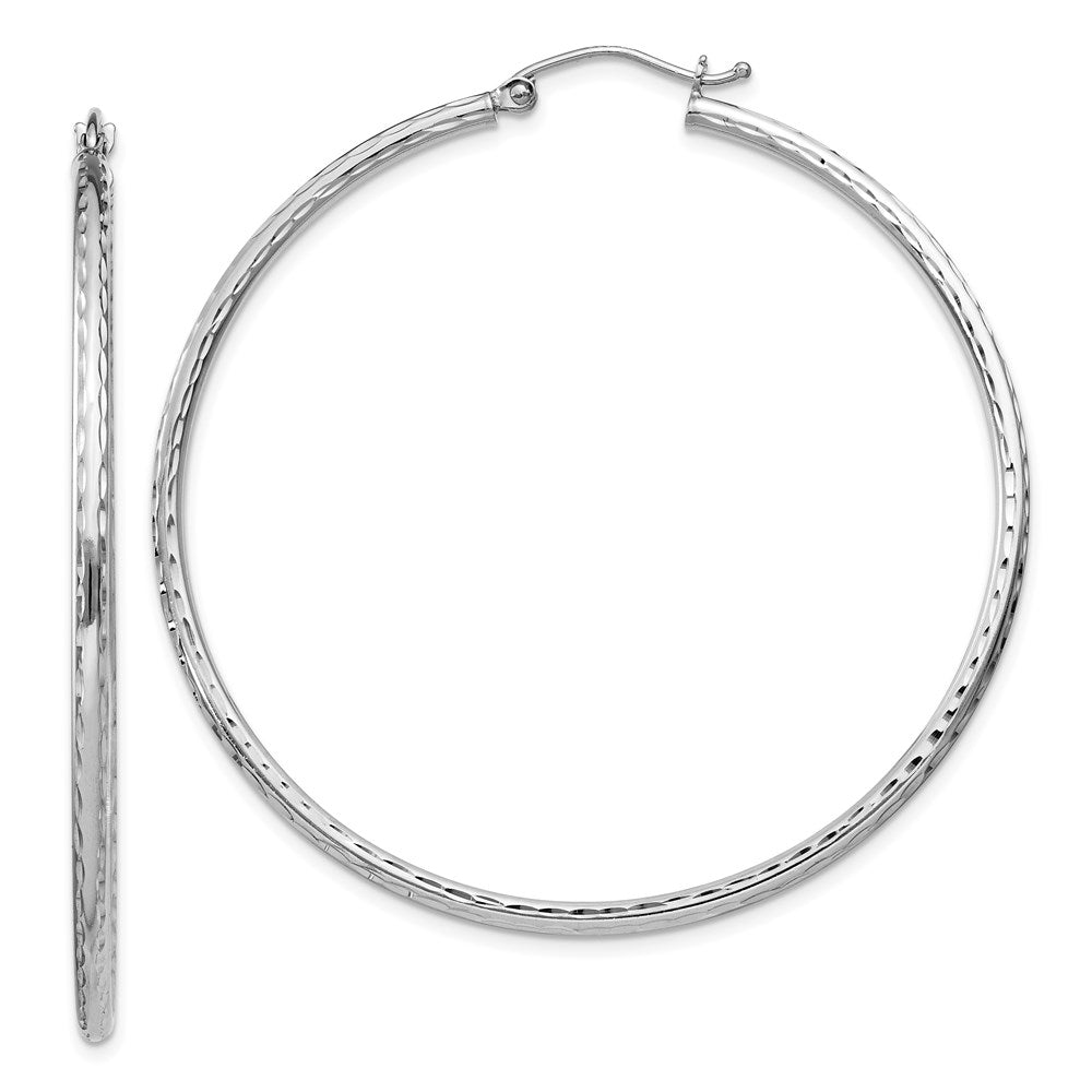 Sterlingsilber Rhodiniert 2mm Diamantiert Creolen