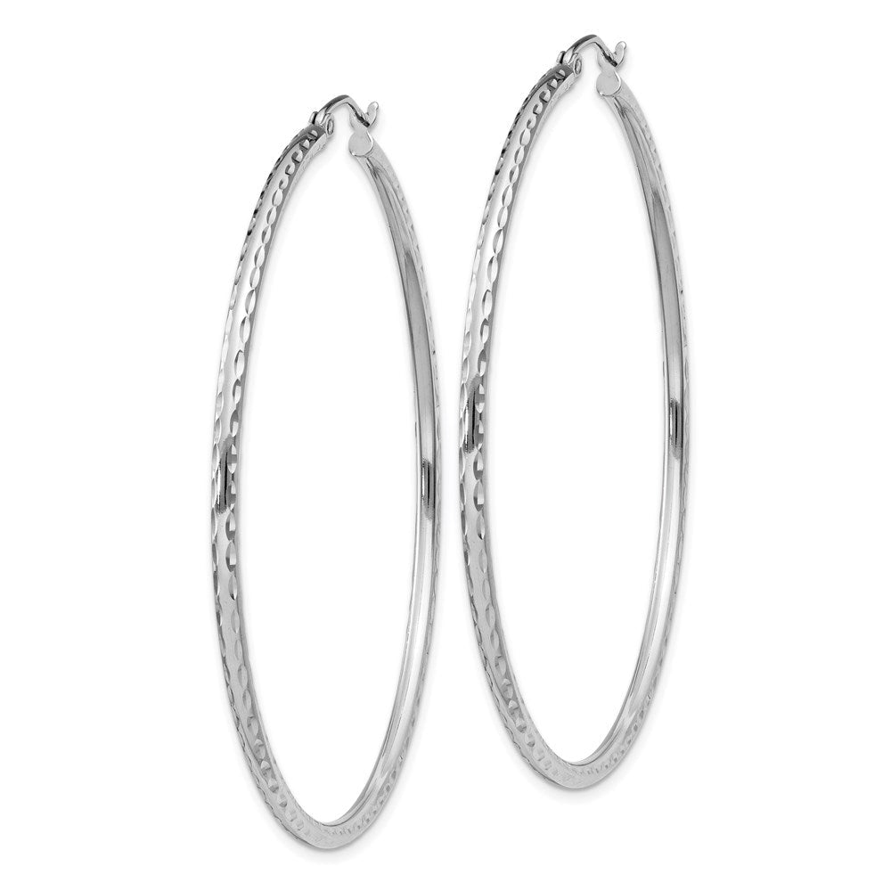 Sterlingsilber Rhodiniert 2mm Diamantiert Creolen