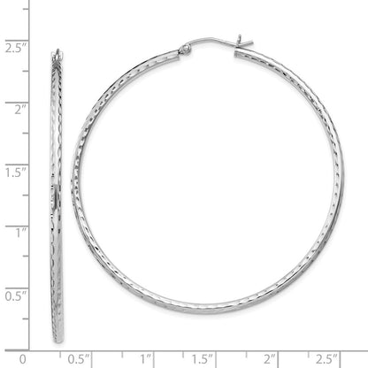 Sterlingsilber Rhodiniert 2mm Diamantiert Creolen