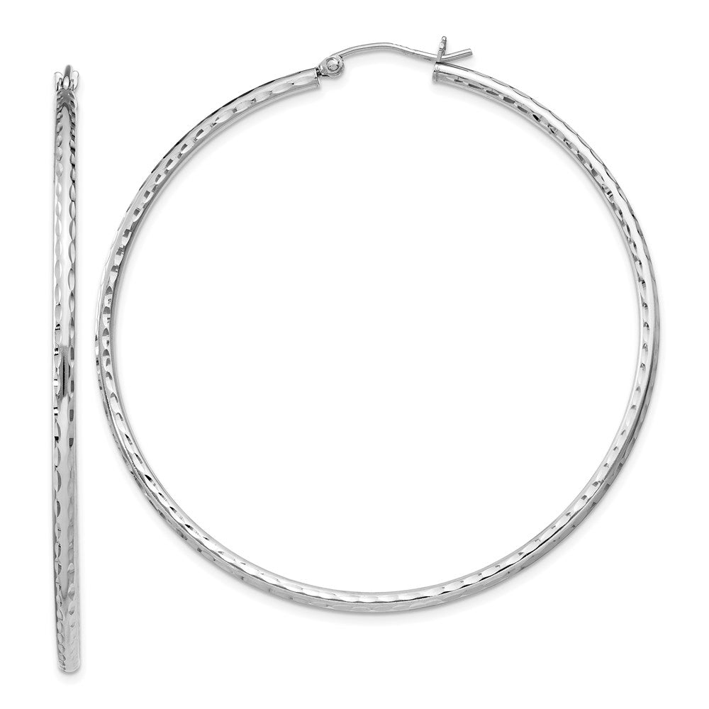 Sterlingsilber Rhodiniert 2mm Diamantiert Creolen