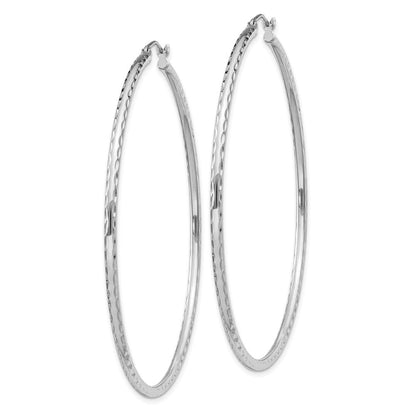 Sterlingsilber Rhodiniert 2mm Diamantiert Creolen
