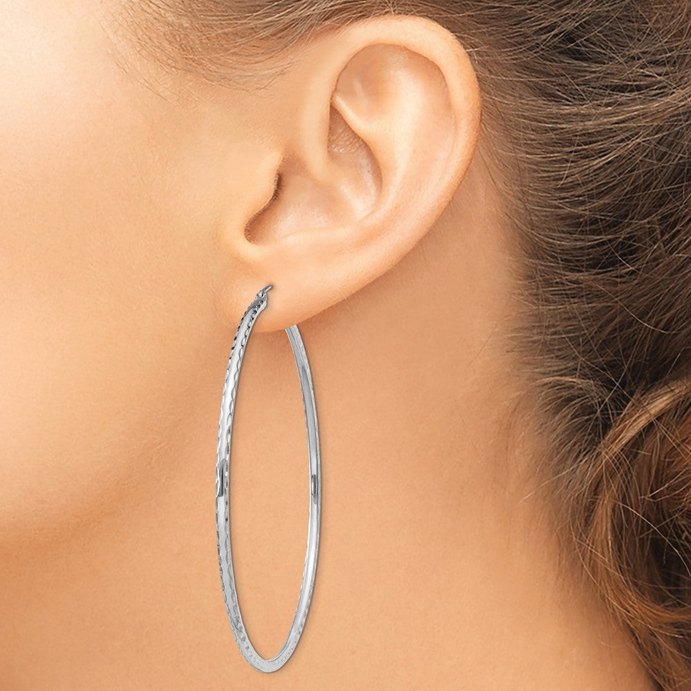 Sterlingsilber Rhodiniert 2mm Diamantiert Creolen