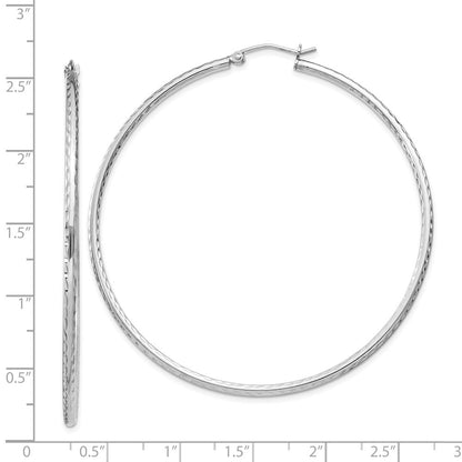 Sterlingsilber Rhodiniert 2mm Diamantiert Creolen