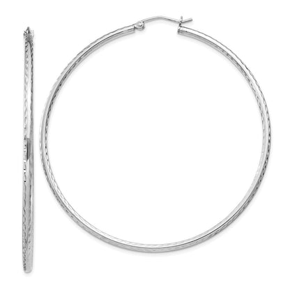 Sterlingsilber Rhodiniert 2mm Diamantiert Creolen