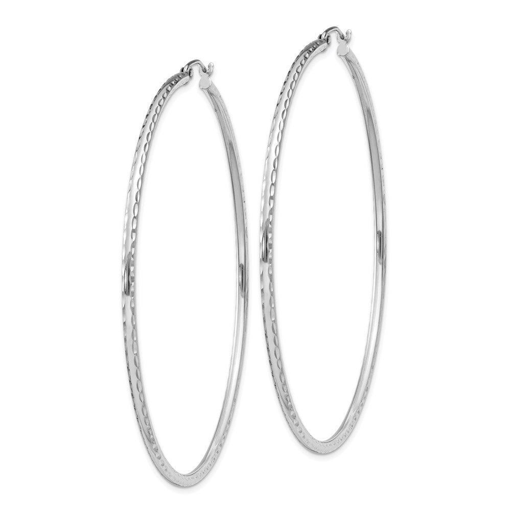 Sterlingsilber Rhodiniert 2mm Diamantiert Creolen