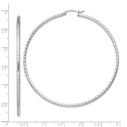 Sterlingsilber Rhodiniert 2mm Diamantiert Creolen