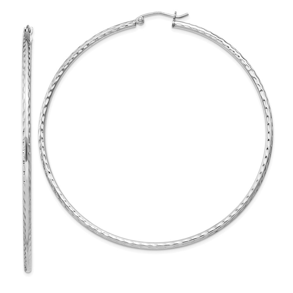 Sterlingsilber Rhodiniert 2mm Diamantiert Creolen
