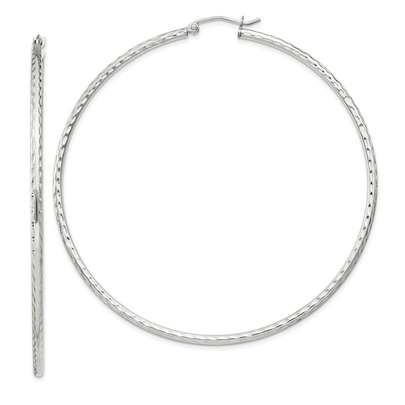 Sterlingsilber 2mm Diamantiert Creolen