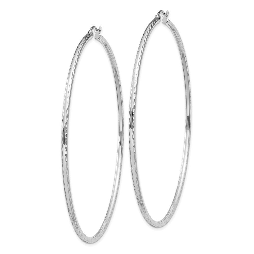 Sterlingsilber Rhodiniert 2mm Diamantiert Creolen