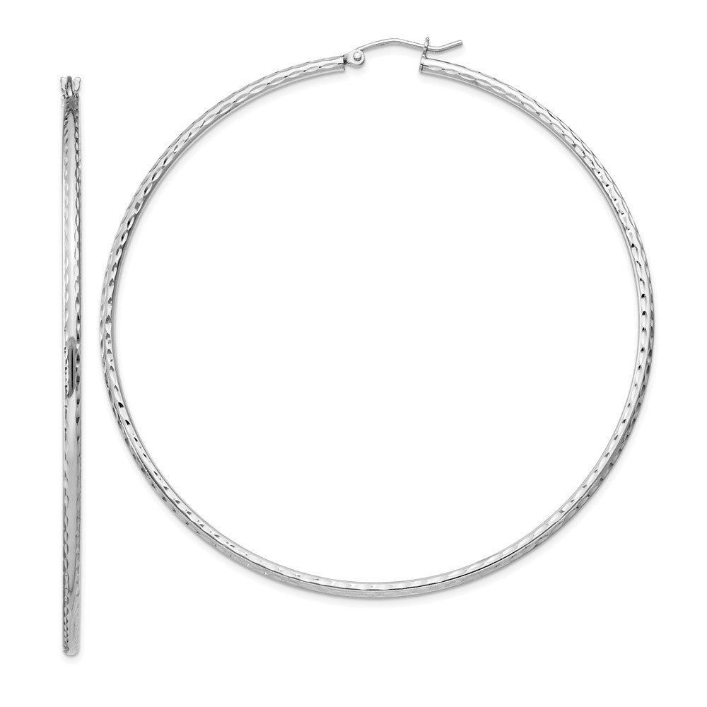 Sterlingsilber Rhodiniert 2mm Diamantiert Creolen