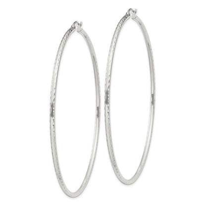 Sterlingsilber 2mm Diamantiert Creolen