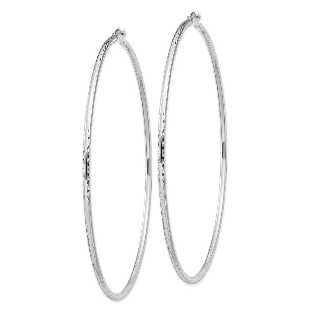 Sterlingsilber Rhodiniert 2mm Diamantiert Creolen