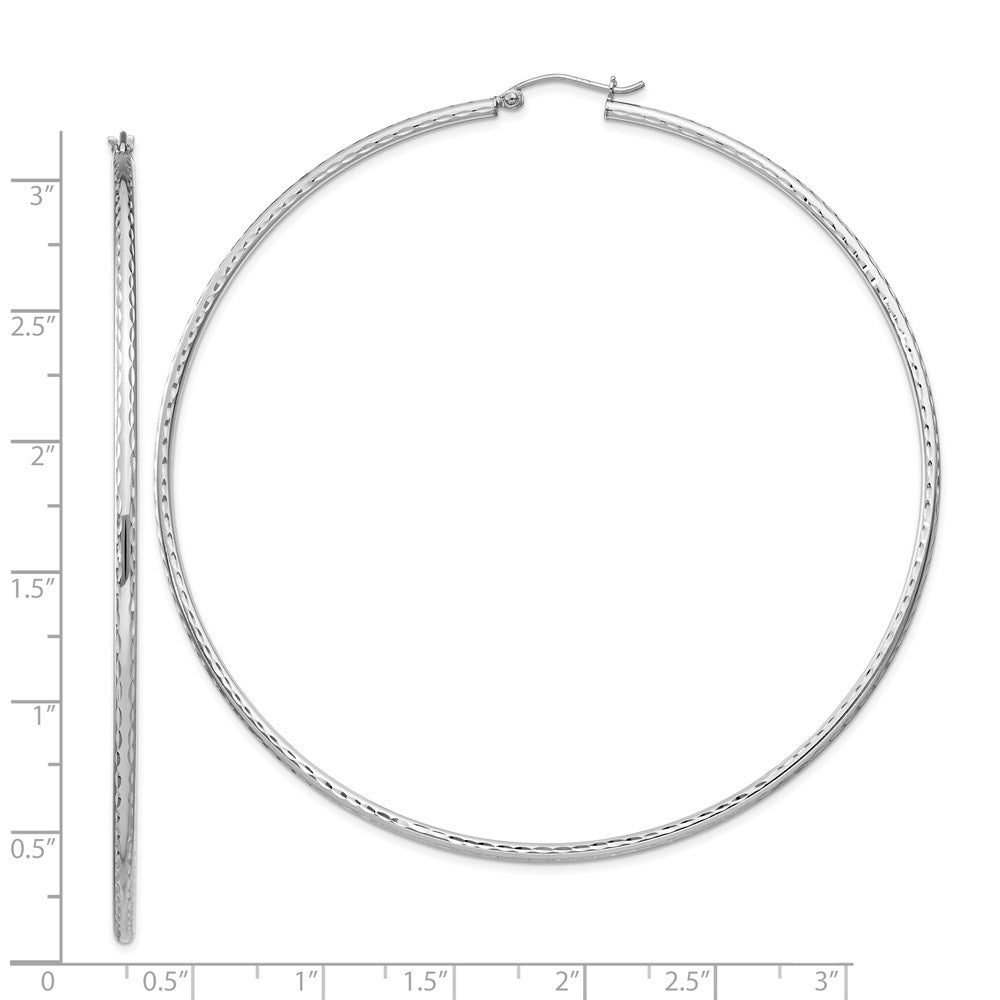 Sterlingsilber Rhodiniert 2mm Diamantiert Creolen