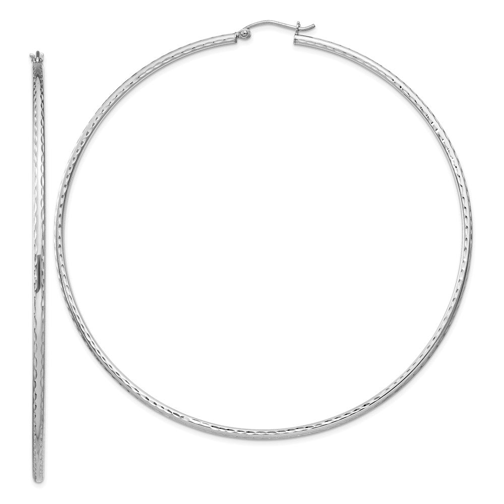 Sterlingsilber Rhodiniert 2mm Diamantiert Creolen