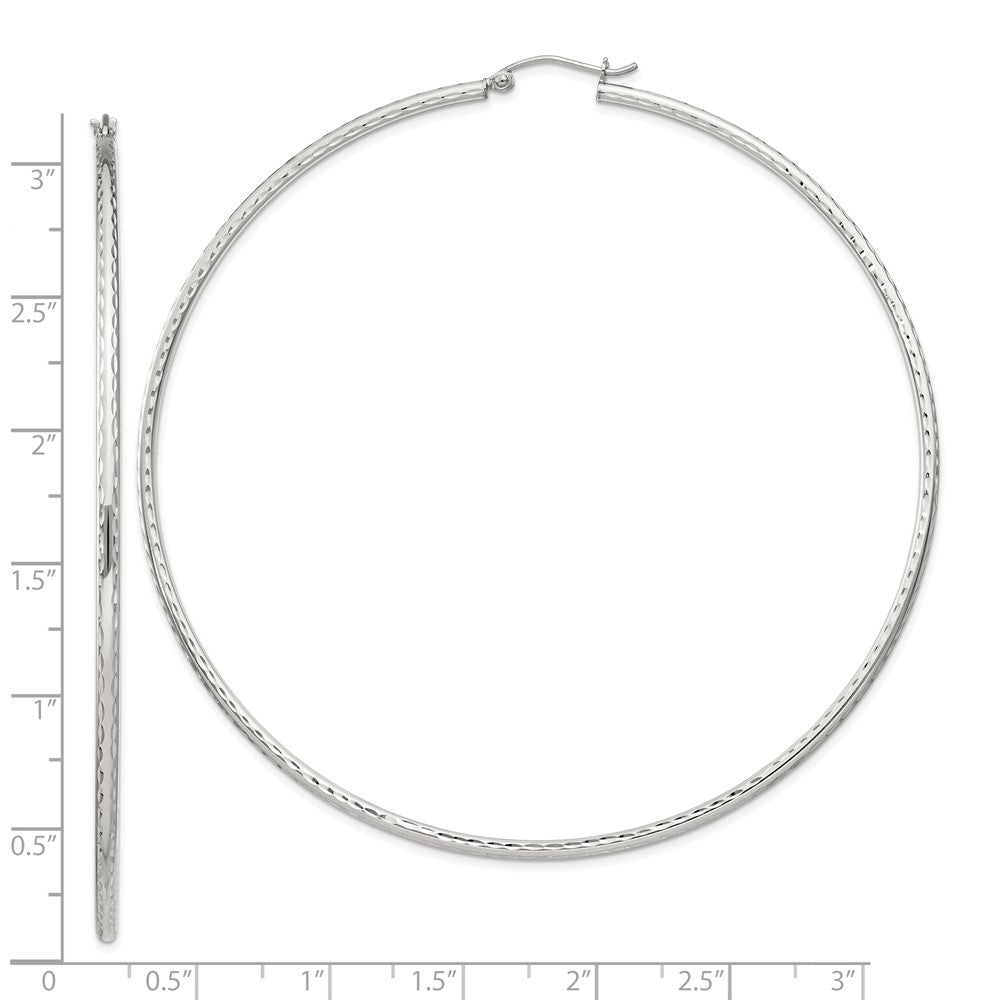 Sterlingsilber 2mm Diamantiert Creolen