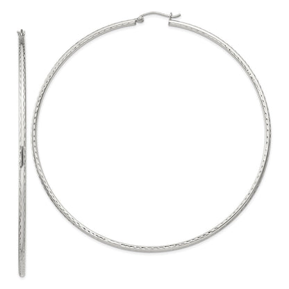 Sterlingsilber 2mm Diamantiert Creolen