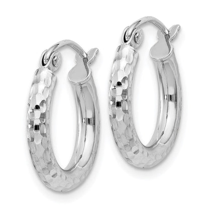 Sterlingsilber Rhodiniert 2.5mm Diamantiert Creolen