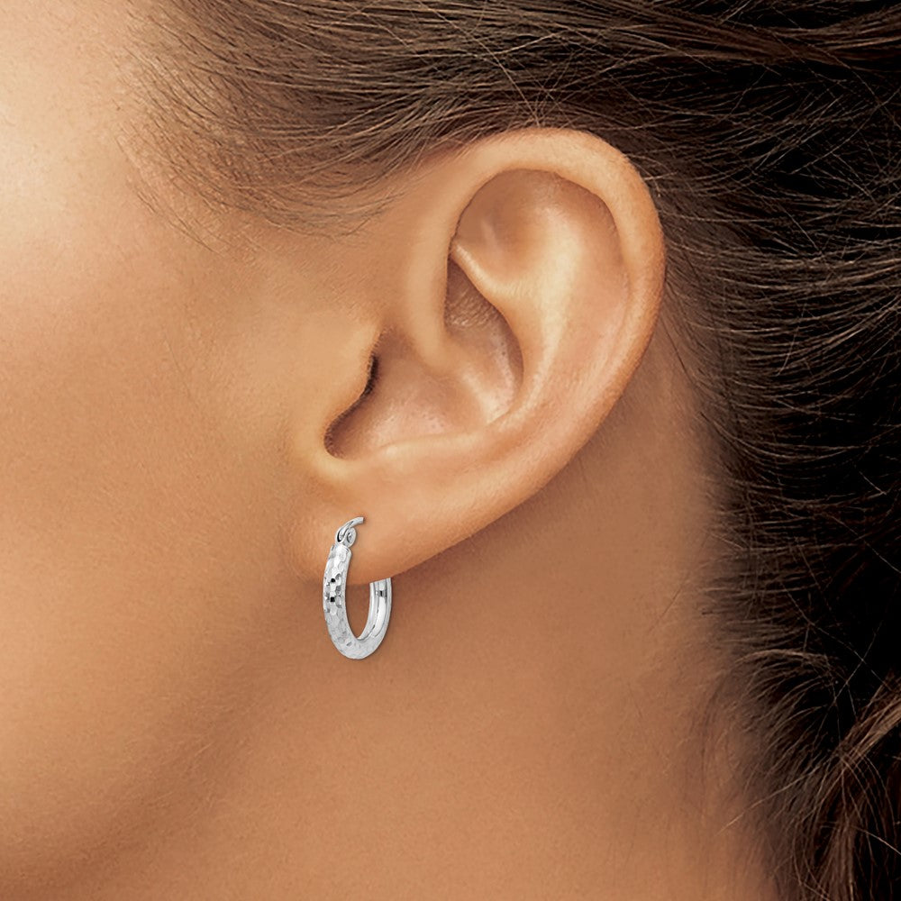 Sterlingsilber Rhodiniert 2.5mm Diamantiert Creolen