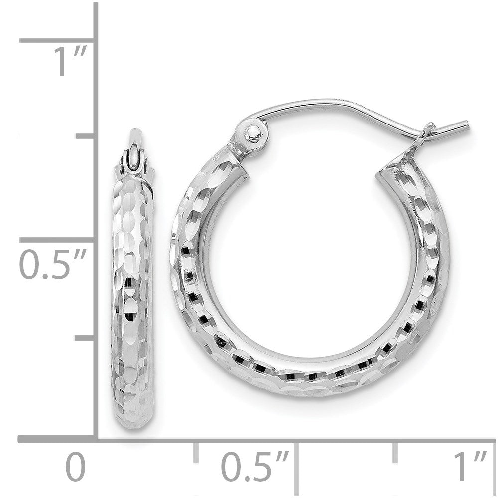 Sterlingsilber Rhodiniert 2.5mm Diamantiert Creolen