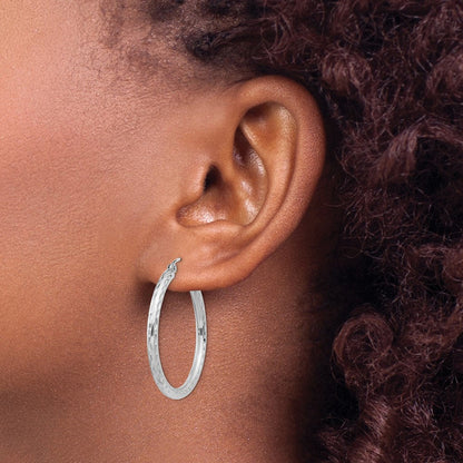 Sterlingsilber Rhodiniert 2.5mm Diamantiert Creolen