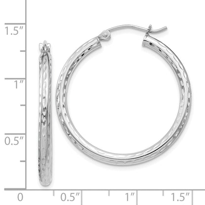 Sterlingsilber Rhodiniert 2.5mm Diamantiert Creolen