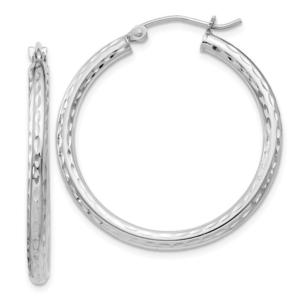 Sterlingsilber Rhodiniert 2.5mm Diamantiert Creolen