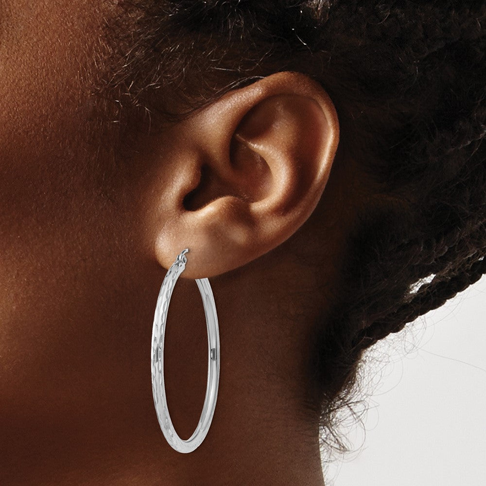Sterlingsilber Rhodiniert 2.5mm Diamantiert Creolen