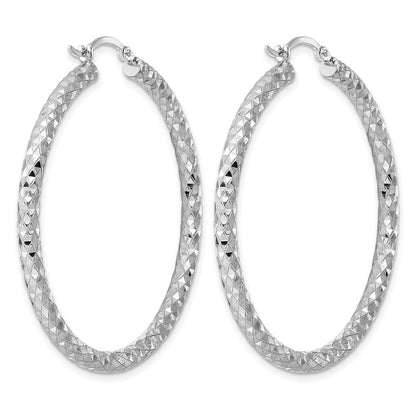 Sterlingsilber Rhodiniert 3.00mm Diamantiert Creolen