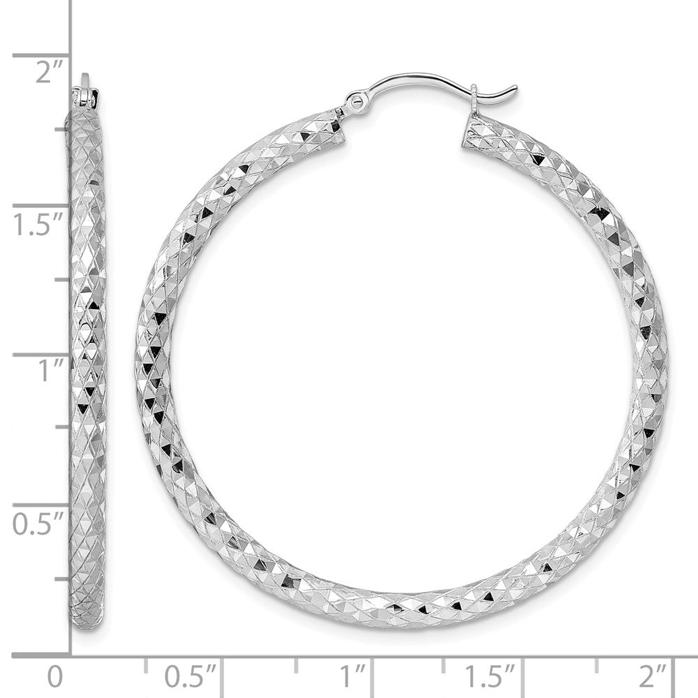 Sterlingsilber Rhodiniert 3.00mm Diamantiert Creolen