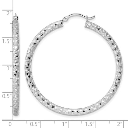 Sterlingsilber Rhodiniert 3.00mm Diamantiert Creolen