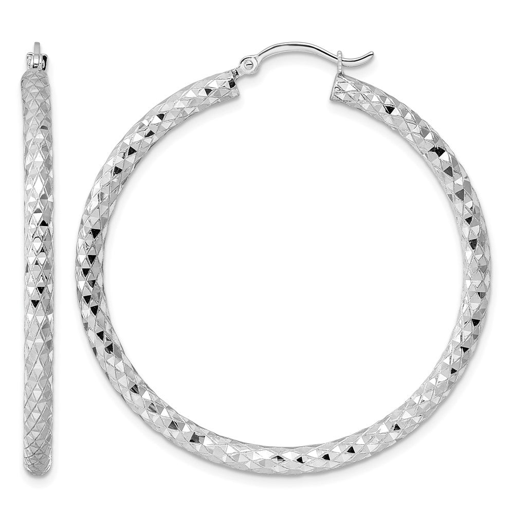 Sterlingsilber Rhodiniert 3.00mm Diamantiert Creolen