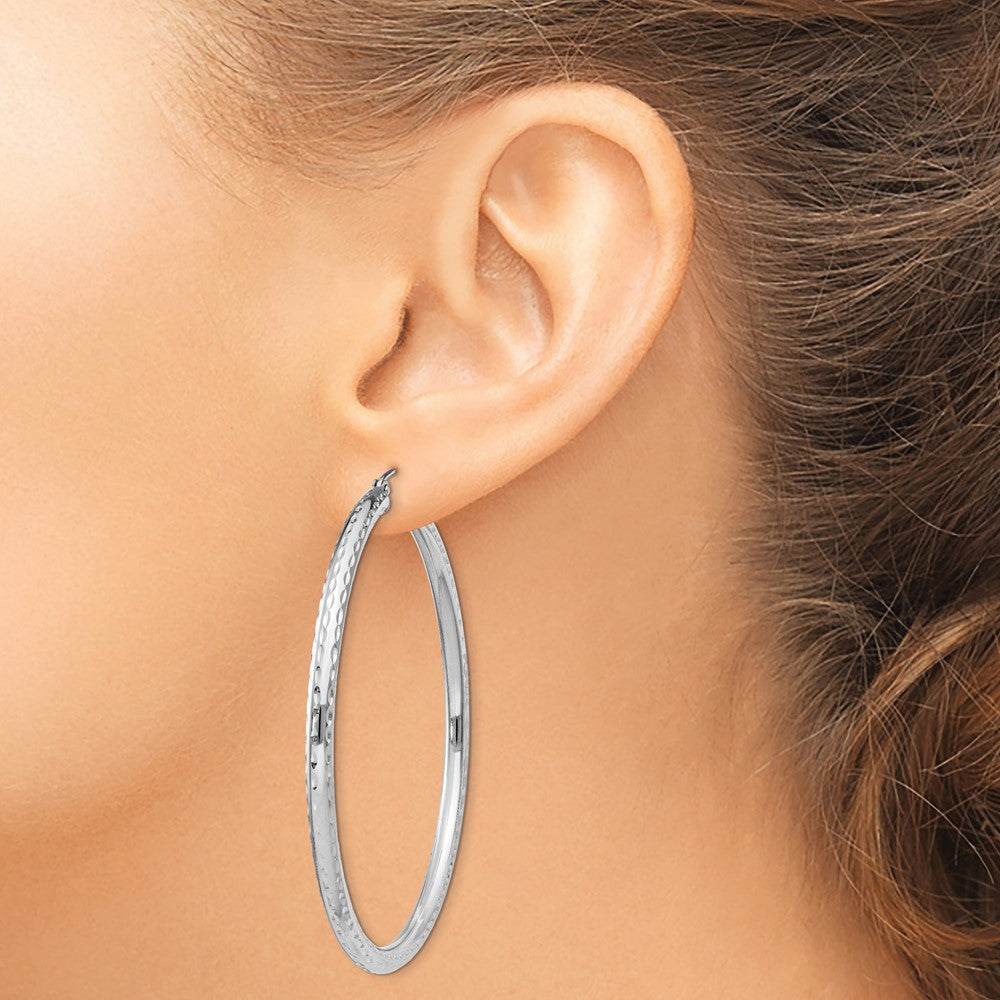 Sterlingsilber Rhodiniert 3.00mm Diamantiert Creolen