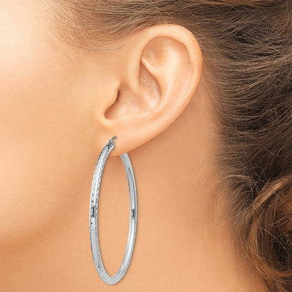 Sterlingsilber Rhodiniert 3.00mm Diamantiert Creolen