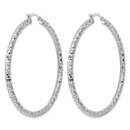 Sterlingsilber Rhodiniert 3.00mm Diamantiert Creolen