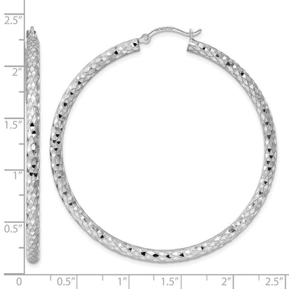 Sterlingsilber Rhodiniert 3.00mm Diamantiert Creolen