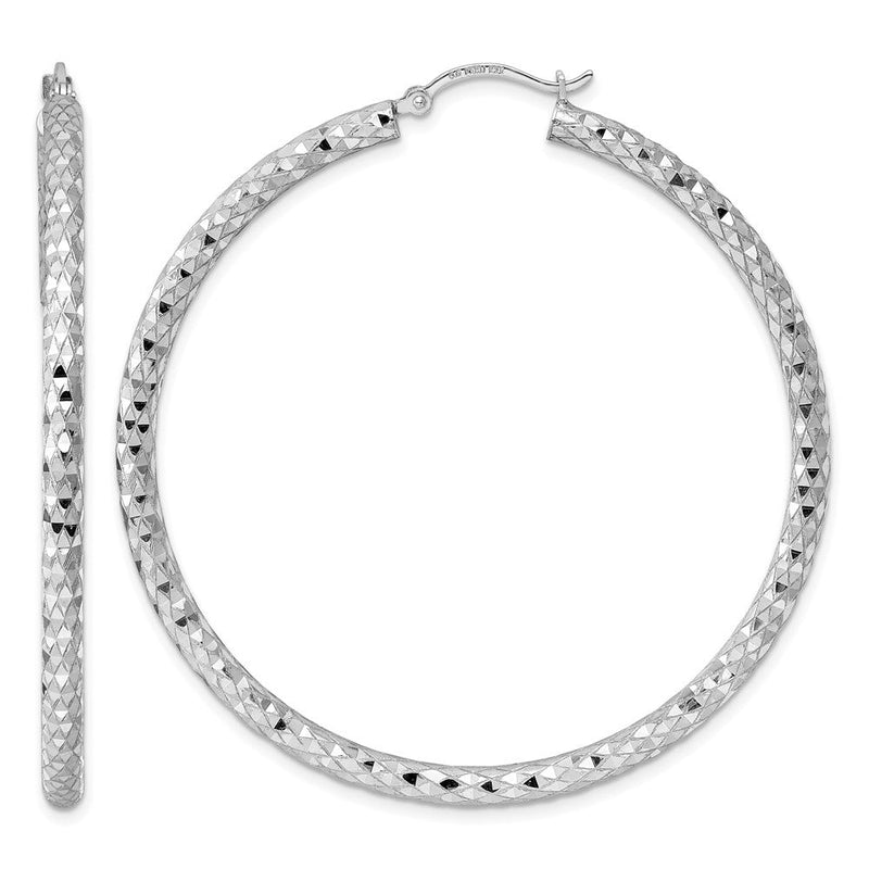 Sterlingsilber Rhodiniert 3.00mm Diamantiert Creolen