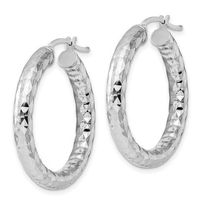 Sterlingsilber Rhodiniert 4.00mm Diamantiert Creolen