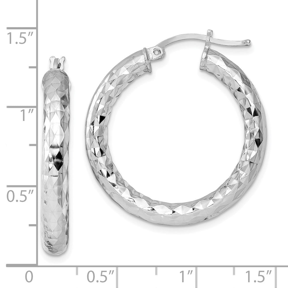 Sterlingsilber Rhodiniert 4.00mm Diamantiert Creolen