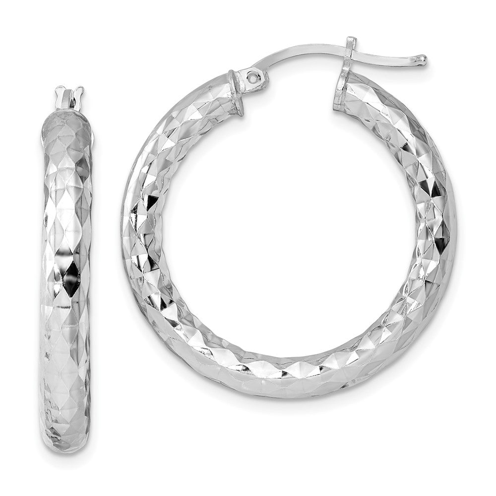 Sterlingsilber Rhodiniert 4.00mm Diamantiert Creolen