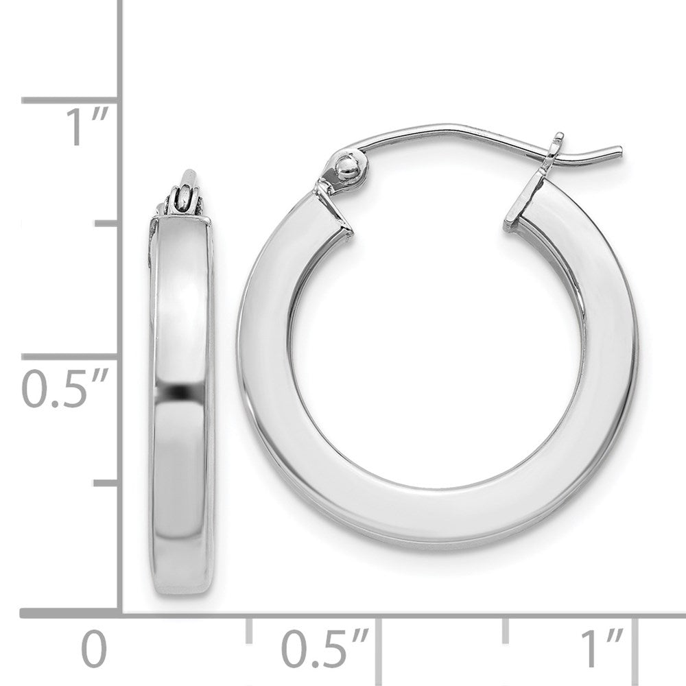 Sterlingsilber Rhodiniert 3x20mm Quadratisch Röhre Creolen