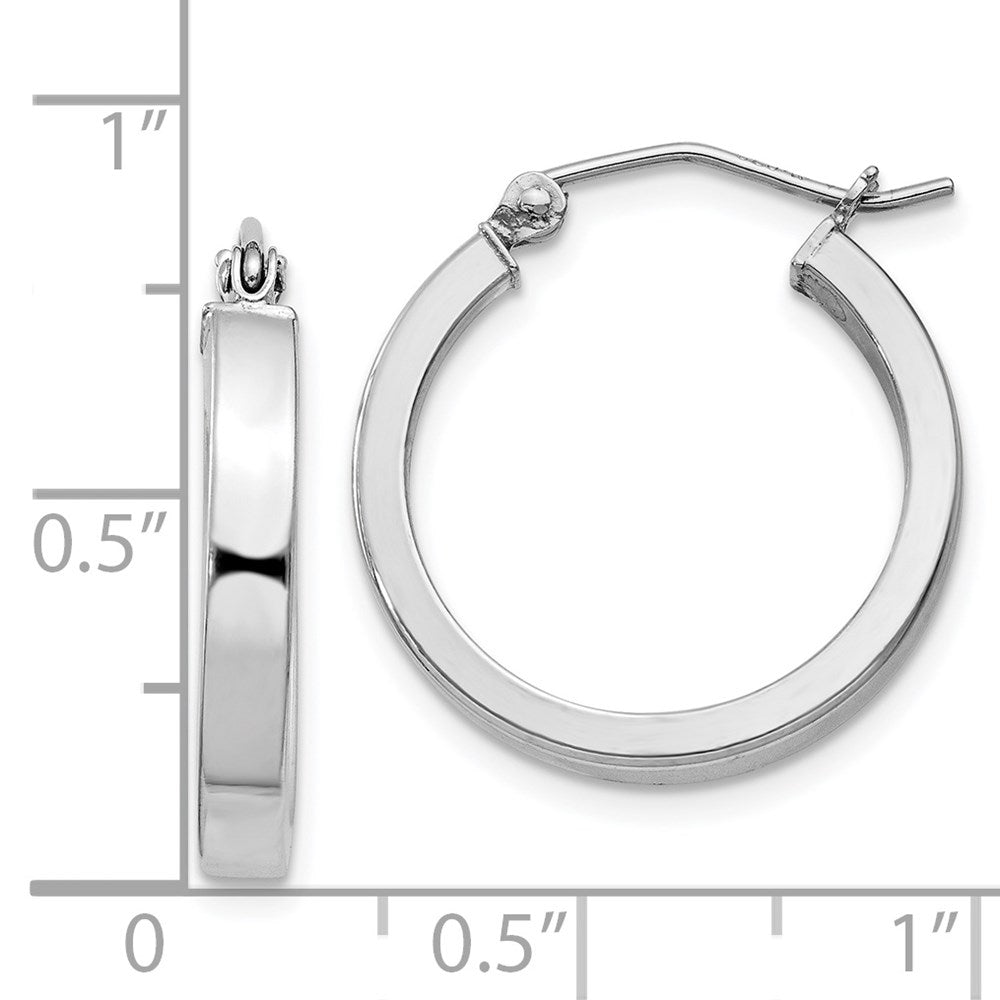 Sterlingsilber Rhodiniert Konkav 3x1x20mm Rectangular Röhre Creolen
